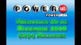 Resultados Powerball 26 de Diciembre 2018 294 Millones de dolares Powerball en español [upl. by Asylla445]