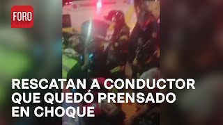 Conductor queda prensado tras chocar en Av Patriotismo Así lo rescataron  Las Noticias [upl. by Harrat]