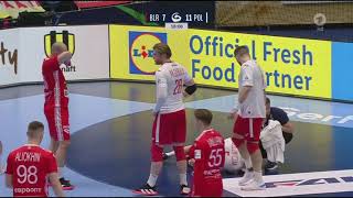 HANDBALL MENS EHF EURO 2022  BELARUS vs POLAND RED  BLUE CARD  Rare Situation [upl. by Khorma]