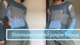 Distressed crochet jumper tutorial   DivyneCrochet [upl. by Bogosian]