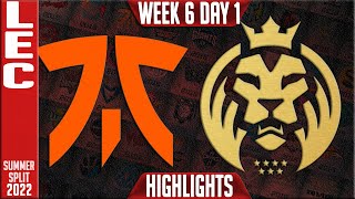 FNC vs MAD Highlights  LEC Summer 2022 W6D1  Fnatic vs MAD Lions [upl. by Betsey]