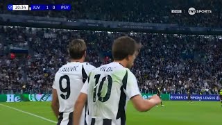 GOL DA JUVENTUS HOJE  GOL DE KENAN YILDIZ  JUVENTUS X PSV EINDHOVEN  CHAMPIONS LEAGUE 2425 [upl. by Adnara563]