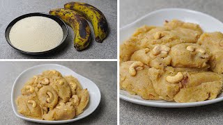 Suji and leftover banana can make this super delicious dessert  Banana semolina halwa [upl. by Airetahs353]