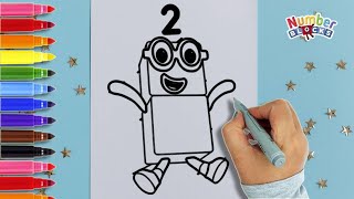 How To Draw Numberblocks TWO For Kids  Painting  Coloring  Drawing Tips For Toddlers [upl. by Ellenwahs]