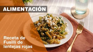 Receta de Fusilli de lentejas rojas con espinacas [upl. by Shulem]