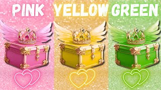 Choose your gift 😍🎁😭 3 gift box challenge 😜 Pink Yellow vs Green 💖💛💚wouldyourather [upl. by Roobbie]