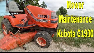 Lawn Mower Maintenance Replacing Belts And Cleaning the Deck Kubota G1900 [upl. by Godewyn]