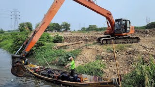 HITACHI ZAXIS 210LC WORKING ON RIVER PROJECT [upl. by Akinirt806]