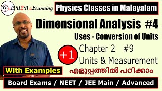 Dimensional Analysis  Uses  Plus One Physics  Chapter 2  Malayalam  Conversion of Units [upl. by Marentic]