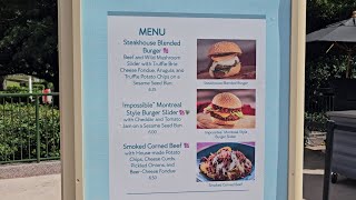 Epcot Food and Wine Festival Flavors From Fire Steakhouse Blended Burger and Smoked Corned Beef [upl. by Hermes478]