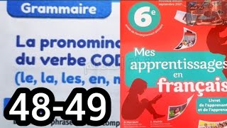 mes apprentissages en français 6 AP page 4849  Grammaire les pronoms COD et COI [upl. by Asirak]