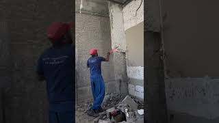 It is very important to consider safety while demolishing a wall [upl. by Zavras]