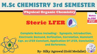 Steric LFER  Hammett Equation Physical Organic Chemistry  Msc Chemistry [upl. by Leirad]