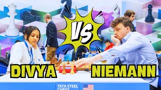 NIEMANN VS DIVYA  Tata Steel Challengers 2024  R4 [upl. by Naleek]