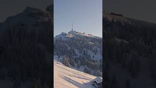 Spectacular Sunrise Drone Footage of Snowy Rigi Region in Switzerland switzerland aerial drone [upl. by Arot175]