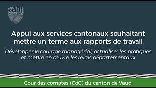 Appui aux services cantonaux souhaitant mettre un terme aux rapports de travail [upl. by Eimarej]