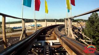 Holiday Worlds Raven wooden roller coaster POV in HD [upl. by Anaugal]