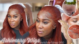 REDDISH BROWN 360 LAZY GIRL WIG INSTALL  BOMBSHELL CURLS 🔥FT ASHIMARY HAIR [upl. by Pederson]