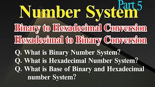 Binary to Hexadecimal and Hexadecimal to Binary  Number Conversion  Number System  Part 5 [upl. by Yelyab]