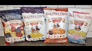 Saratoga Chips Old Glories Salt amp Balsamic Vinegar Honey BBQ amp Original Review [upl. by Biancha]