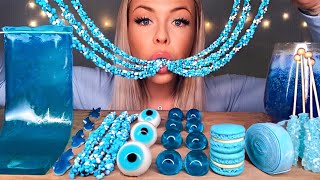 MOST POPULAR FOOD FOR ASMR BLUE FOOD SHEET JELLY BUTTERFLY TEA ROPE JELLY ROCK CANDY MUKBANG 먹방 [upl. by Arikat]