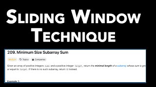 LeetCode  209 Minimum Size Subarray Sum  Problem no 209  Sliding Window [upl. by Jose902]