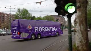 Pullman Fiorentina a Torino pre partita Juventus Fiorentina Coppa Italia [upl. by Camarata]