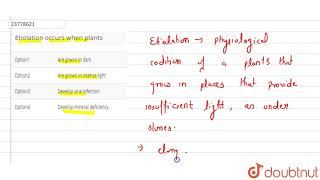 Etiolation occurs when plants [upl. by Savannah]