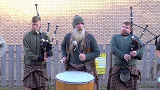 Scottish tribal pipes amp drums band Clanadonia playing quotYa Bassaquot during St Andrews Day event 2019 [upl. by Nivri]