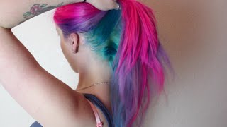 Magenta Violet amp Turquoise Hair Dye Tutorial [upl. by Terces]