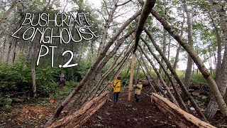 Bushcraft Longhouse  Pt2 Ridgepole and Rafters [upl. by Huoh]