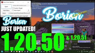 FIRST MINECRAFT BEDROCK HACKED CLIENT UPDATED TO 12050  Borion Hacked Client 12050 [upl. by Arrec]