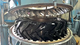 The Most Amazing Process Retreading Old Tractor Tyre  Tractor Big Tyre Remoulding Process remold [upl. by Vetter]