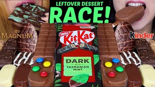 ASMR LEFTOVER DESSERT RACE GIANT DARK CHOCOLATE MINT KITKAT MINI MAGNUM ICE CREAM MampMS NUTELLA [upl. by Irac]