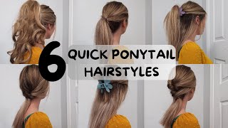 6 EASY amp Beautiful Ponytail Hairstyles for Back to School for 2024 [upl. by Johannah]