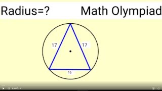 Find the circumradius of an isosceles triangle of side 17 17 16 units I Math Olympiad I [upl. by Reppiks]