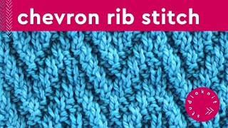 Chevron Rib Stitch Knitting Pattern for Beginners [upl. by Tod]