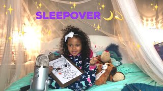 NIGHTTIME ASMR  EATING SNACKS  BRUSHING HAIR  PAINTING  SLEEPING  WHISPERING  SLEEPOVER [upl. by Hoebart]