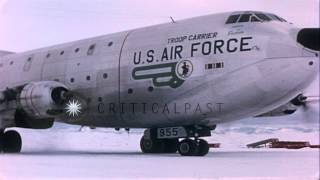 Aircraft C124 taxis prior to take off and dropping of cargo at Beardmore StationHD Stock Footage [upl. by Kreiner227]