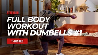 WORKOUT FULL BODY avec haltères 1  15 MINUTES [upl. by Irahc695]