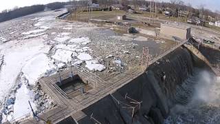 Ballville Dam ice jam release filmed with aerial drone [upl. by Biggs836]