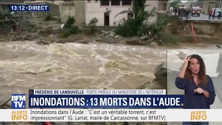 Inondations dans lAude le ministère de lIntérieur confirme le nouveau bilan de 13 morts [upl. by Aronal94]