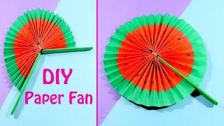 How to Make Paper Fan  DIY Paper Fan at Home  Origami Paper Fan Idea [upl. by Noryak]