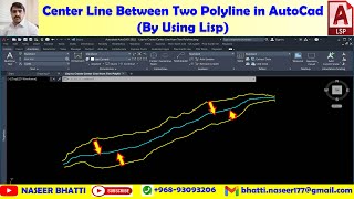 Create Center line from two Polyline in AutoCad By Using Lisp [upl. by Naivaf584]