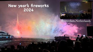 NEW YEAR’s 2024 Rotterdam fireworksErasmus bridgeRotterdam Night fireworksNetherlands [upl. by Adamik]