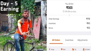 Swiggy Cycle Delivery Boy Salary  Day 5 Earning Challenge [upl. by Noside]