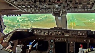 Boeing 747400 HongKong Landing  COCKPIT VIEW [upl. by Andrien]