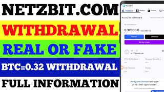 Netzbitcom Withdrawal  Netzbitcom Real or Fake  Netzbitcom  How to Withdrawal From Netzbit [upl. by Alaehcim]