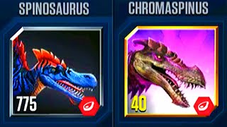 CHROMASPINUS VS SPINOSAURUS UNLOCK TSINTAOSAURUS  JURASSIC WORLD THE GAME [upl. by Pufahl]