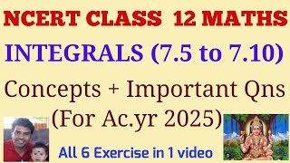 Integrals Ex75 to 710 one shot  important questions in Integrals NCERT class 12 maths tamil [upl. by Ytinirt863]